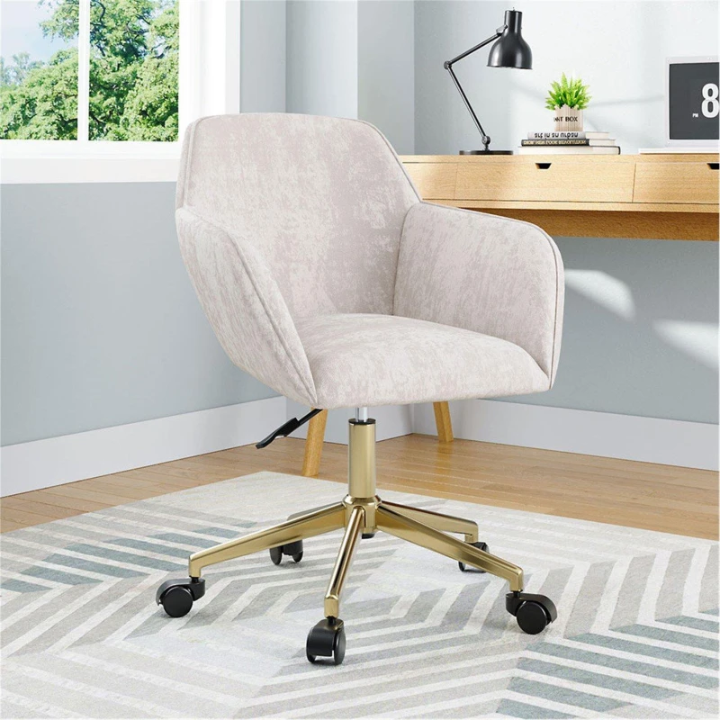 Image of Kabinet UK Velvet Upholstered Office Chair with Arms White Beige unisex One Size