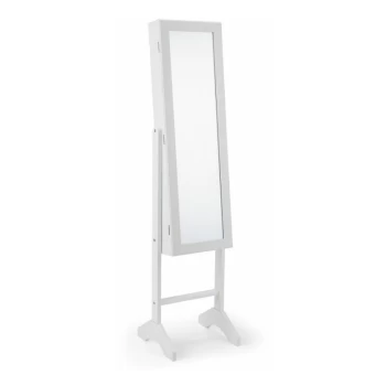 Image of Wood White Lacquer Jewellery Storage Swivel Mirror - Prima