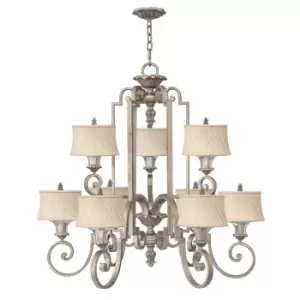 Image of 9 Bulb Chandelier Hanging Pendant LIght Silver Leaf LED E27 60W Bulb