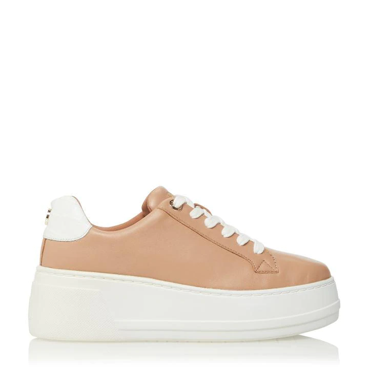 Image of Dune Camel Leather 'Episode' Mid Lace Up Trainers - 7