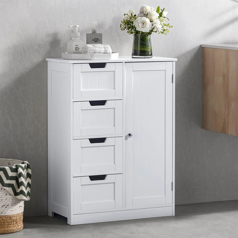 Image of Lassic Bath Vida Priano 4 Drawer 1 Door Freestanding Unit White unisex One Size