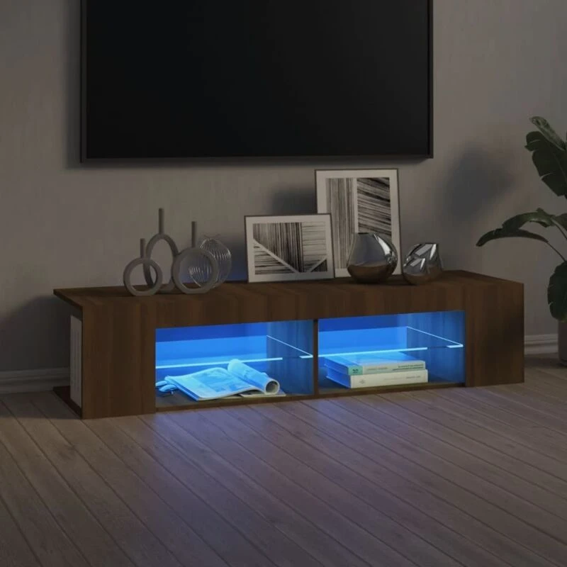 Image of vidaXL TV Cabinet with LED Lights Brown Oak 135x39x30 cm, Brown 815695