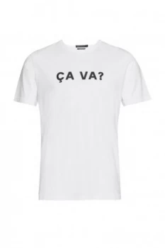 Image of Mens French Connection Ca Va Slogan T Shirt White