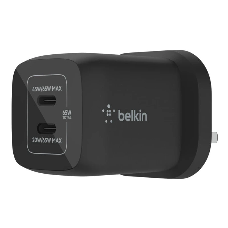 Image of Belkin 65W PD PPS DUAL USB-C CHARGER BLK