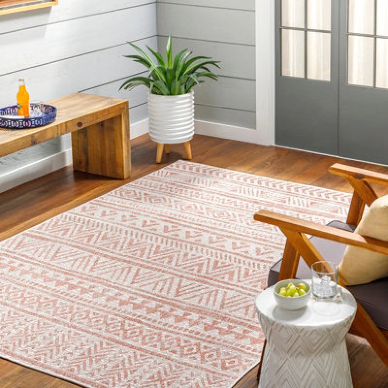 Image of Livabliss In- & Outdoor Global Coral/pink Diksha Area Rug 160 X 230 Cm - Easy To Clean, Perfect For Patio, Balcony, Kitchen Or Dining Room