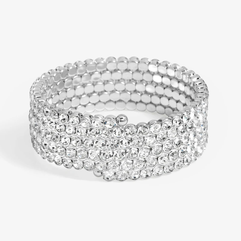 Image of Mood Silver Crystal Round Wrap Cuff Bracelet Jewellery Sets One Size Silver 42460111000
