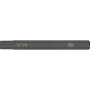 Image of Wera 840 S Hexagon Screwdriver Bit for Hand Impact Drivers Hex 6mm 70mm Pack of 1