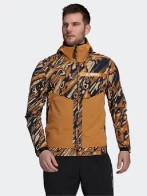 Image of adidas Terrex Multi Graphic Stretch Softshell Jacket, Brown Size M Men