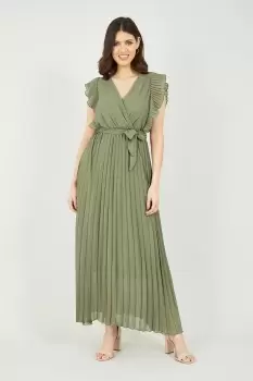 Image of Khaki Frill Sleeve Maxi Dress