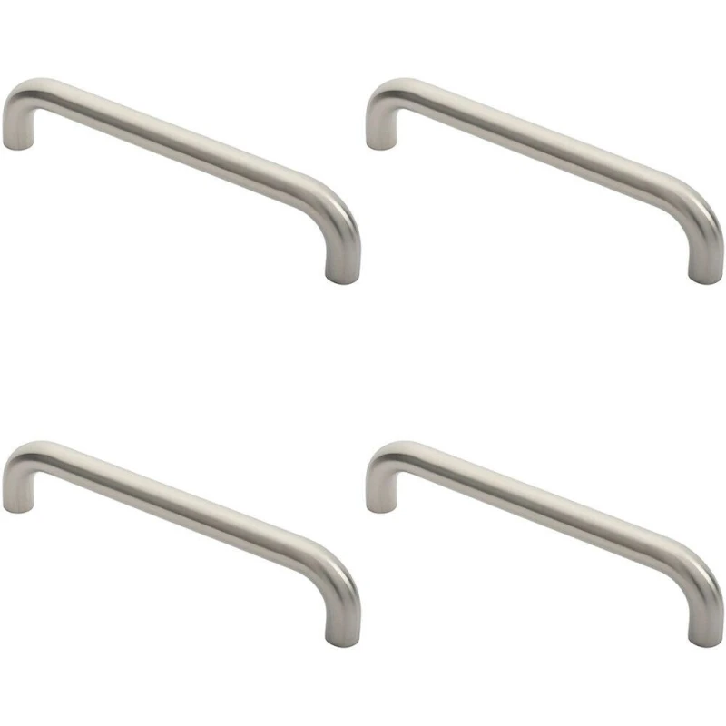 Image of Loops 4x Round D Bar Pull Handle 325 x 25mm 300mm Fixing Centres Satin Steel Metallics unisex