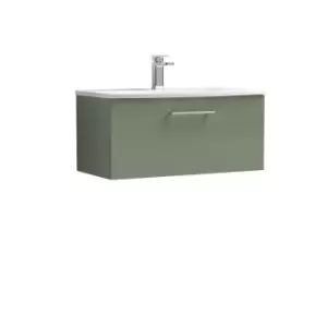 Image of Nuie Arno 800mm Wall Hung 1 Drawer Vanity & Basin 4 Satin Green