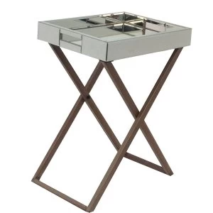 Image of Charles Bentley Mirrored Glass Butlers Tea Tray Table