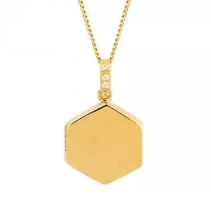 Image of Sterling Silver Hexagonal Zirconia Gold Locket Pendant P5098C