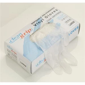Image of Disposable Gloves Vinyl Large Clear 1 x Pack of 100 Gloves