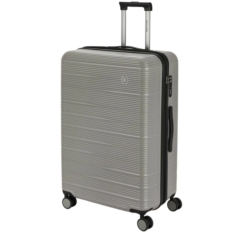 Image of Pierre Cardin Arles Large Checked Travel Suitcase, Expandable Hard Shell - Grey Grey Unisex Large