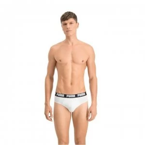 Image of Puma 2 Pack Briefs Mens - White/Black