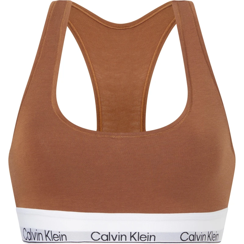 Image of Calvin Klein Modern Cotton Logo Bralette - Brown Brown 10