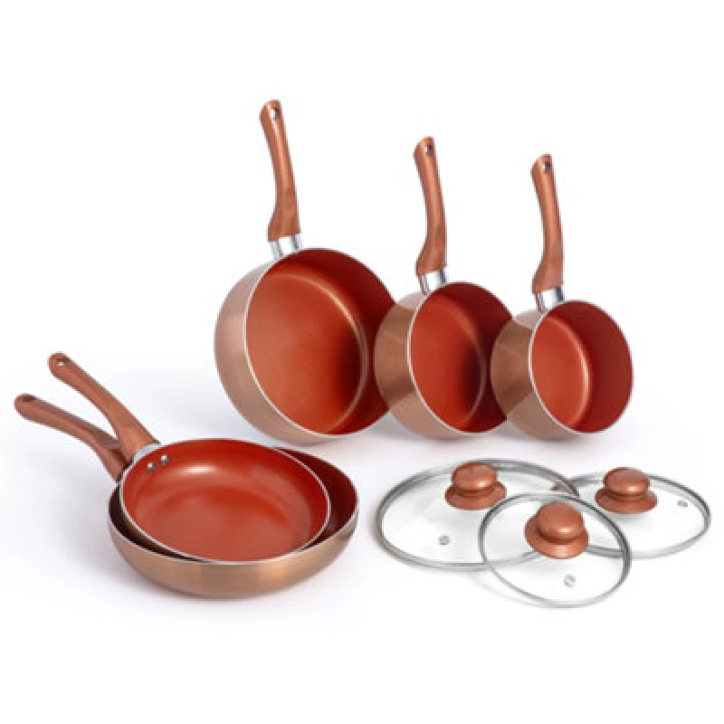Image of VonShef Induction Safe Non-Stick 5Pc Copper Pots & Pans Set Copper
