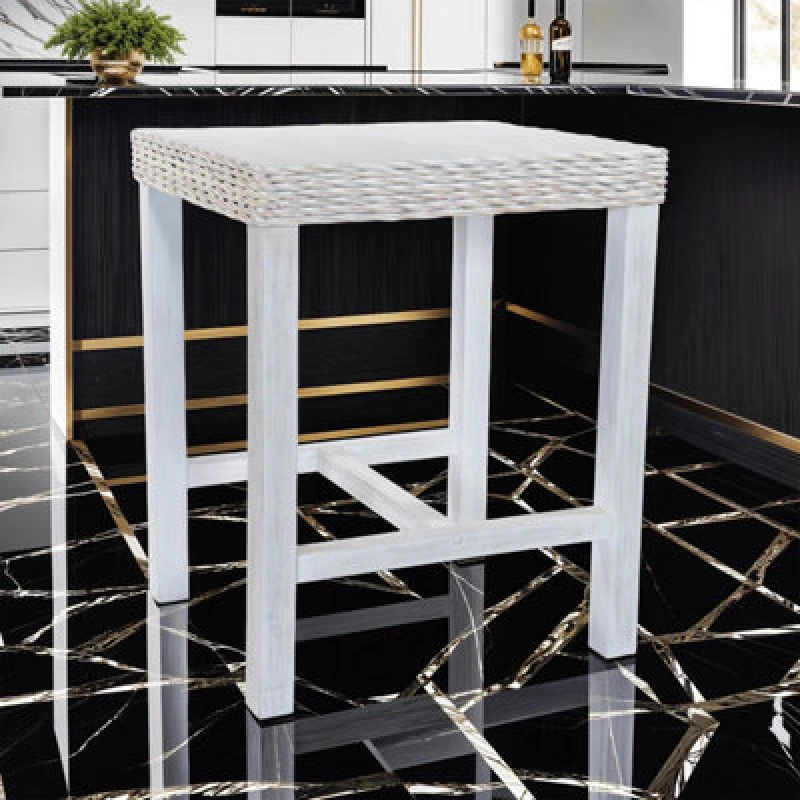 Image of FWStyle Solid Pine Bar Table Whitewash Painted Finish Reclaimed White