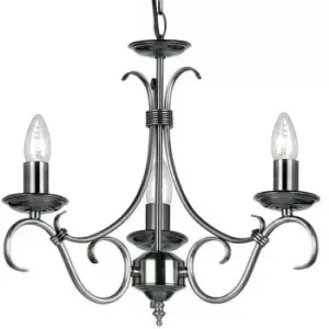 Image of Hanging Ceiling Pendant Light ANTIQUE SILVER 3x Shade Vintage Lamp Bulb Holder