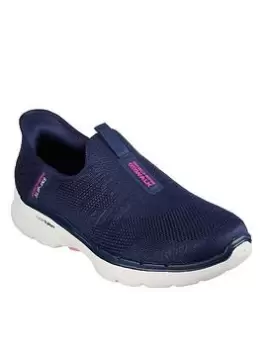 Image of Skechers Go Walk 6 Fabulous View Plimsoll, Navy, Size 3, Women
