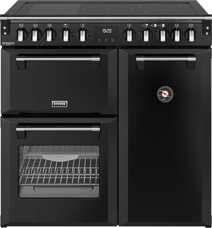 Image of Stoves Richmond Deluxe 90Ei RTY 90cm Electric Range Cooker with Induction Hob - Black - A/A/A Rated