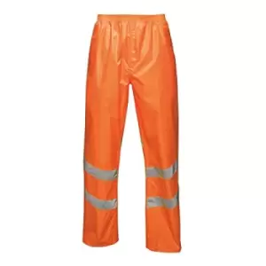 Image of Regatta Unisex Hi Vis Pro Reflective Packaway Work Over Trousers (L) (Orange)