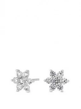 Image of Simply Silver Sterling Silver Cubic Zirconia Floral Stud Earrings