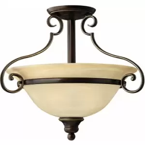 Image of Loops - 2 Bulb Semi Flush Light Antique Bronze LED E27 60W Bulb