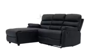 Image of Carter Black Leather Corner Sofa with Left Chaise