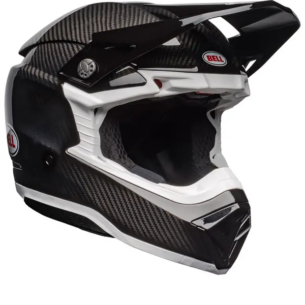 Image of Bell Moto-10 Spherical Solid Gloss Black White Full Face Helmet XL