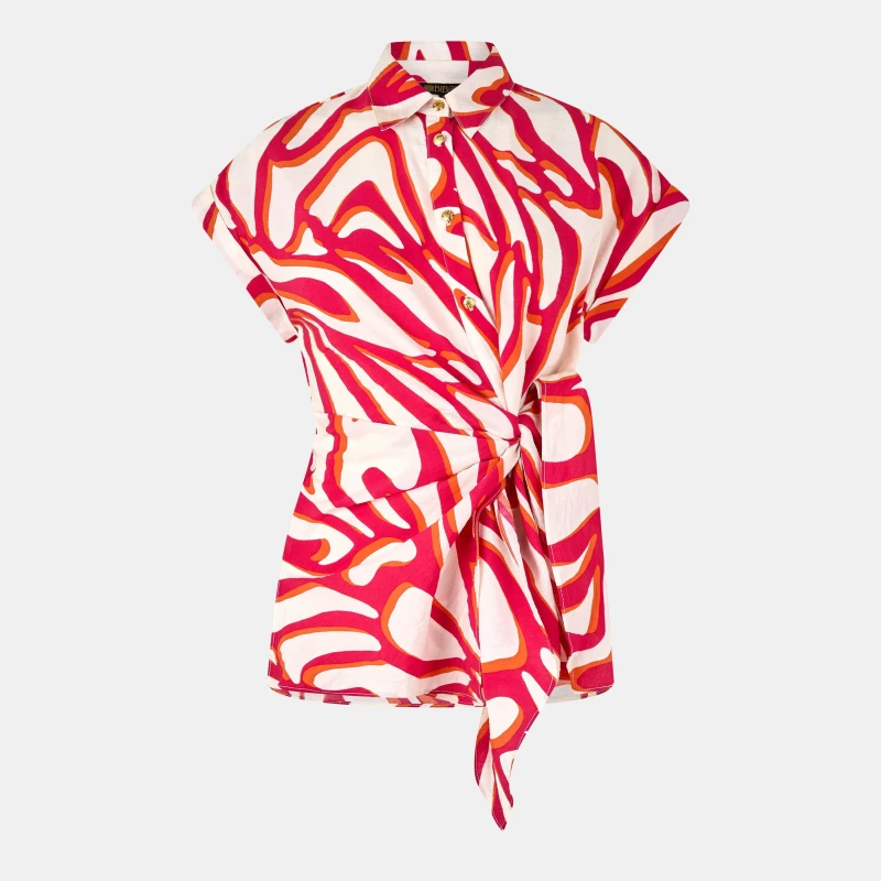 Image of Biba Tie Cap Sleeve Shirt Swirl Print female 8 (XS)