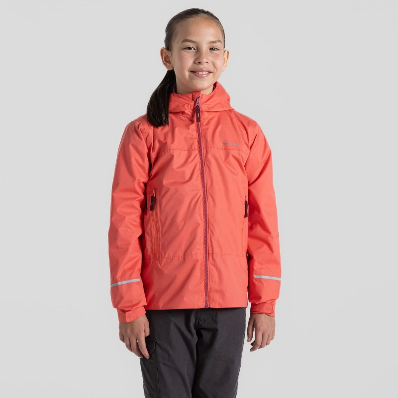 Image of Craghoppers Girls Foyle Waterproof Breathable Jacket 7-8 years - Chest 24.75-26.5' (63-67cm) Deep Coral CKW062G-RKZ-7