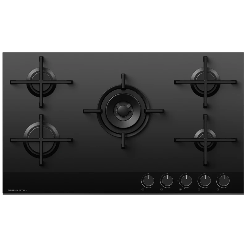 Image of Fisher Paykel CG905DNGGB4 Series 9 90cm 5 Burner Gas On Glass Hob - BLACK CG905DNGGB4