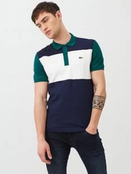 Image of Lacoste Sportswear Colour Block Polo Shirt - Navy, Size 6, Men