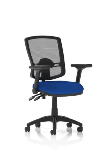 Image of Eclipse Eclipse Plus II Lever Task Operator Chair Deluxe Mesh Back With Bespoke Colour Seat in Stevia Blue With Height Adjustable And Folding Arms KC