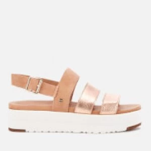 Image of UGG Womens Braelynn Metallic Flatform Sandals - Rose Gold - UK 3