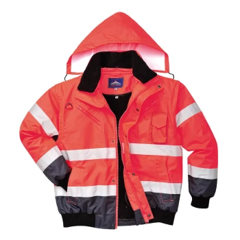 Image of Oxford Weave 300D Class 3 Hi Vis Contrast BomberJacket Red / Navy M