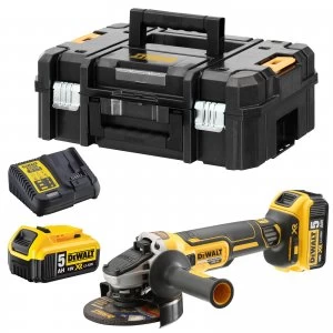 Image of DEWALT DCG405 18v XR Cordless Brushless Angle Grinder 125mm 2 x 5ah Li-ion Charger Case