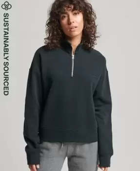 Image of Superdry Womens Organic Cotton Vintage Logo Henley Sweatshirt Navy / Eclipse Navy - Size: 8