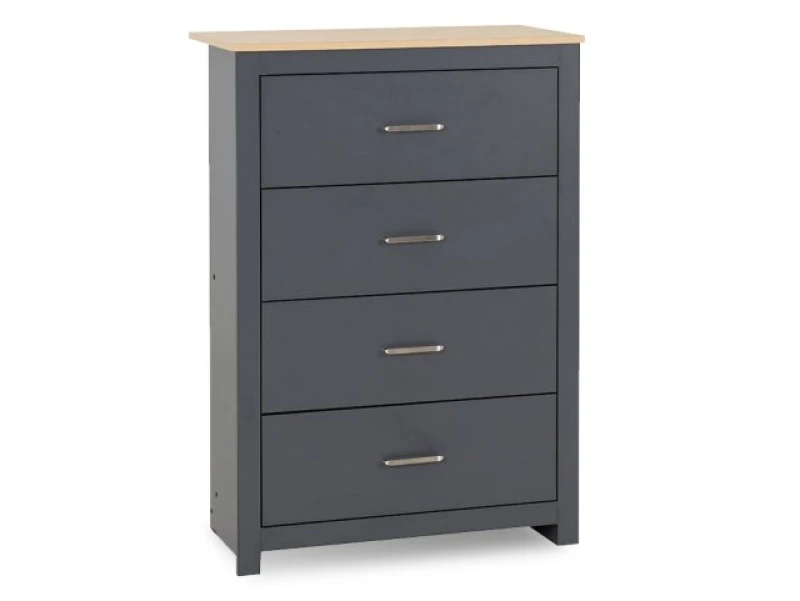 Image of Seconique Portland Grey and Oak 4 Drawer Chest of Drawers