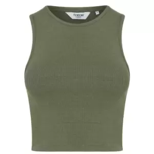 Image of Firetrap Heavy Ribbed Crop Racer Tank - Green