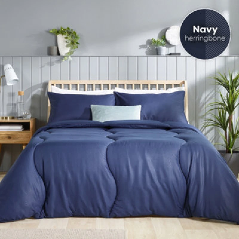 Image of Slumberdown Slumberdown Herringbone 10.5 Tog Duvet Navy - Slumberdown - Size: KING Navy KING XW49503