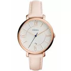 Image of Fossil Womens Jacqueline Date Leather Watch - Blush