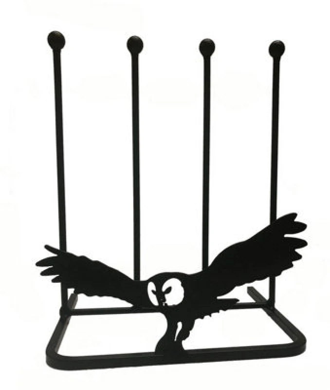 Image of Poppy Forge 2 Pair Boot Rack - Owl - Steel - L29 X W39 X H48cm - Black