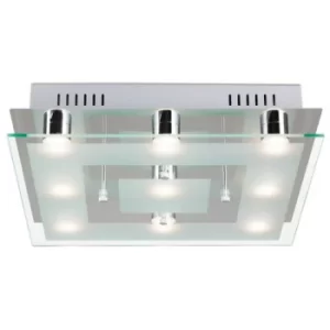 Image of Linea Verdace Chess Patterned Glass Flush Ceiling Light Chrome