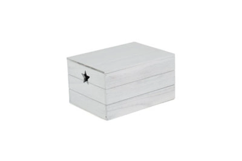 Image of Red Hamper Wb080L Wood Wooden Large Vintage Effect Star Cut Out Box