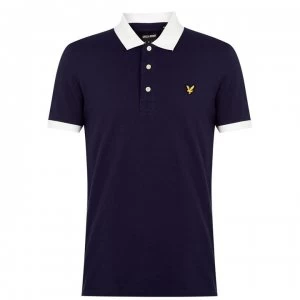 Image of Lyle and Scott Contrast Collar Polo Shirt - Nvy/Wht Z629