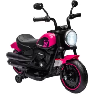 Image of HOMCOM 6V Electric Motorbike with Training Wheels, One-Button Start - Pink - Pink