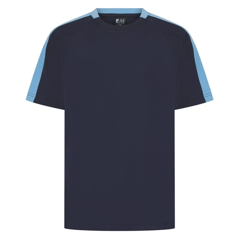 Image of Finden & Hales Mens Plain Colour Block Mid Navy T-Shirt Size: XL Mid Navy Male XL